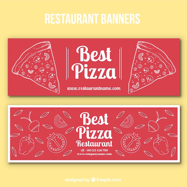 Pizzeria sketch banners