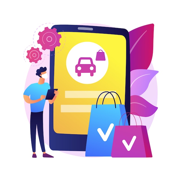 Free vector place your curbside pickup order online abstract concept   illustration. safe grocery pick-up, quickservice customer, social distance, contactless pickup, pay order ahead