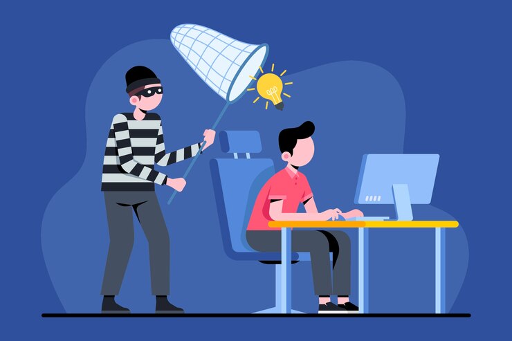 मुफ़्त वेक्टर plagiarism concept illustrated with person working and thief