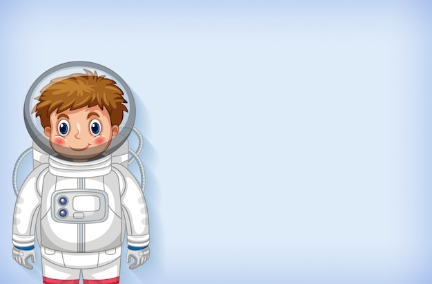 Plain background template with happy astronaut smiling