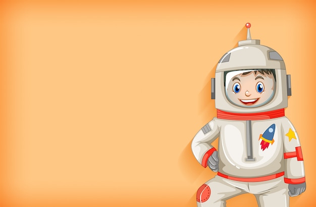 Plain background template with happy astronaut smiling