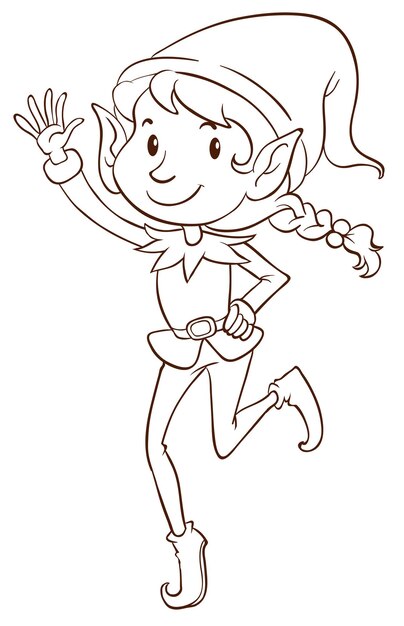 A plain drawing of an elf