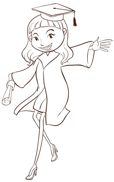 A plain drawing of a girl graduating