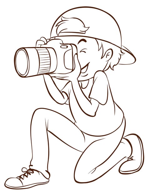 A plain drawing of a photographer