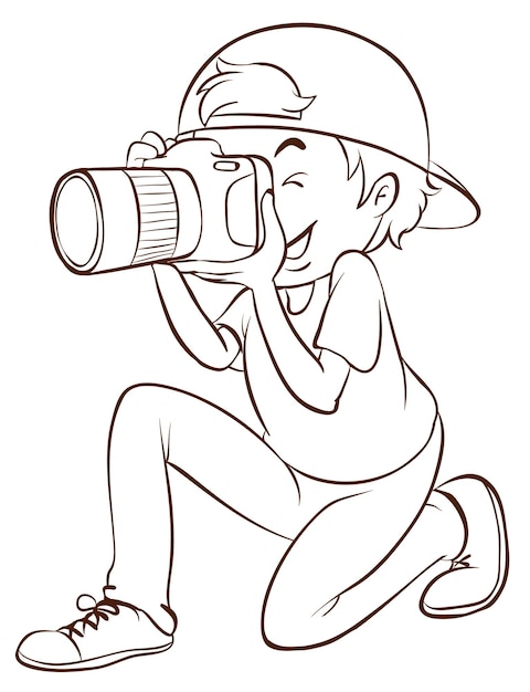 A plain drawing of a photographer