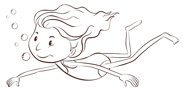 Free vector a plain sketch of a girl swimming