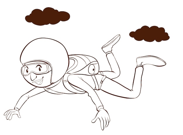 A plain sketch of a person sky diving