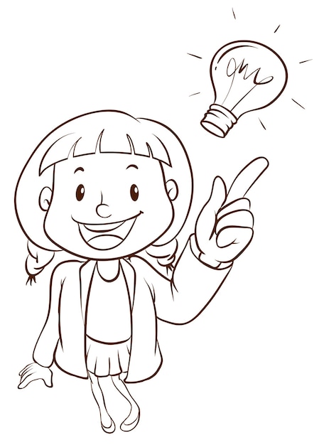 Free vector a plain sketch of a smart girl