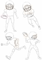 Free vector plain sketches of the american football players