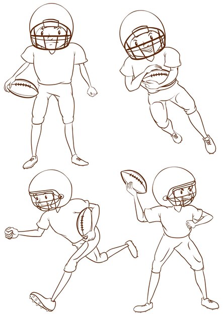 Plain sketches of the American football players