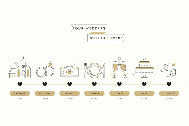 Plain wedding timeline in lineal style