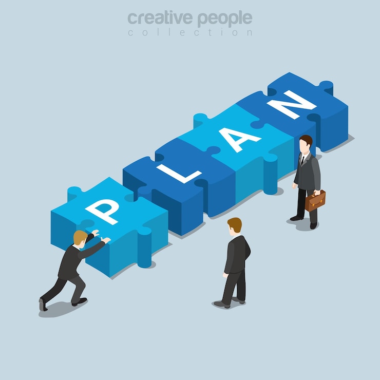 Free Vector plan puzzle piece flat isometric business