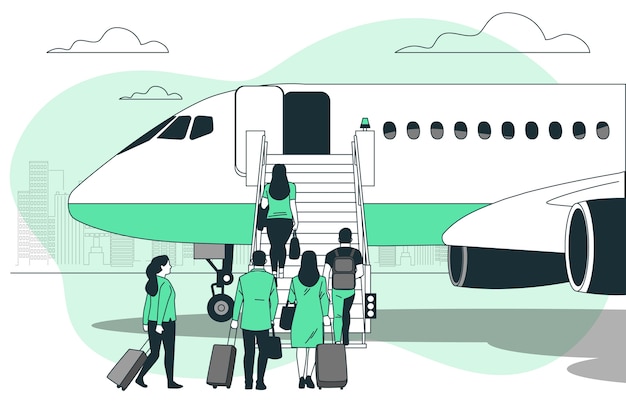 Бесплатное векторное изображение Иллюстрация концепции посадки на самолет