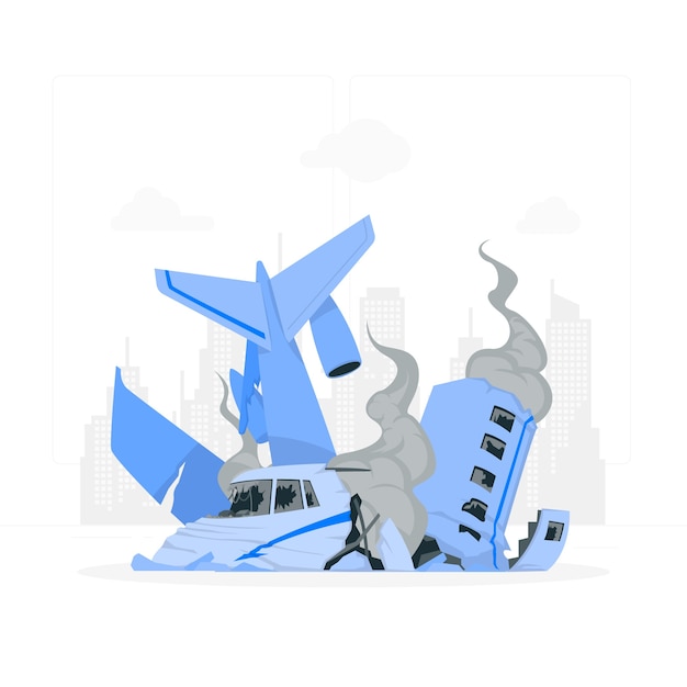 Free vector plane crash concept illustration