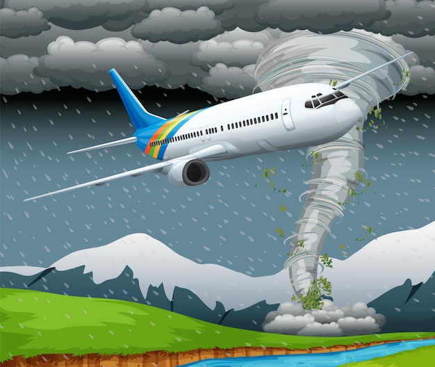 Бесплатное векторное изображение Самолет, летящий через штормовой вектор