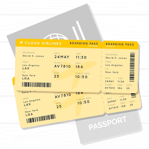 Free vector plane ticket concept illustration