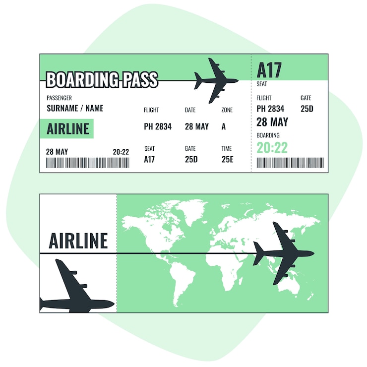 Free Vector plane ticket concept illustration