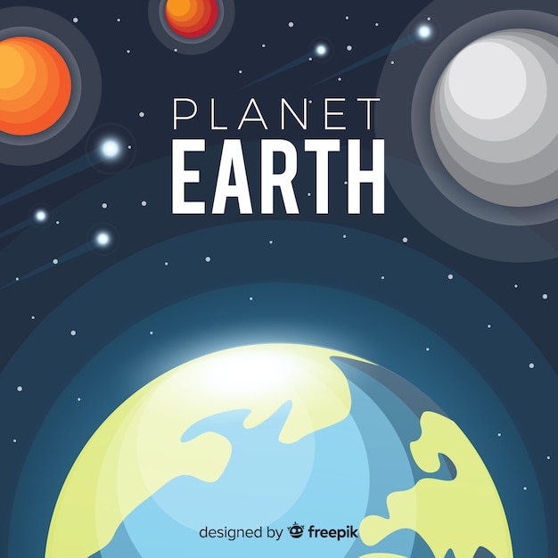 Free vector planet earth design with planets