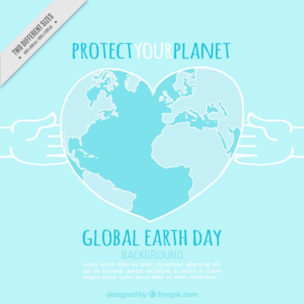 Free vector planet earth with blue heart shaped