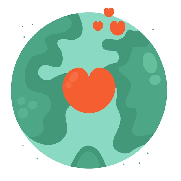 Free vector planet earth with a heart