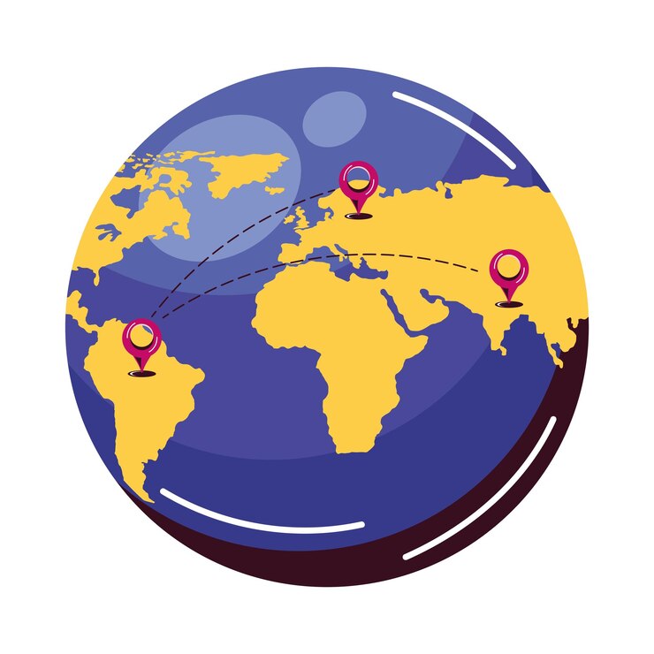 Free Vector planet earth with pins locations