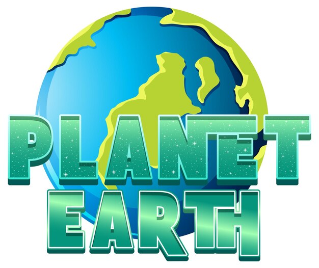 Дизайн логотипа слова планеты Земля с планетой Юпитер