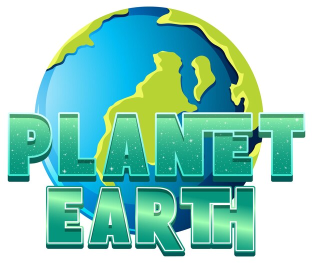 Planet Earth word logo design with Jupiter planet