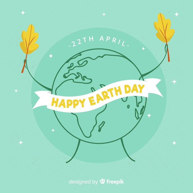 Free vector planet holding leaves mother earth day background