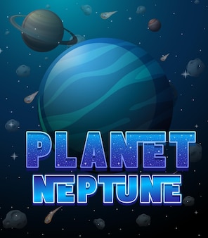 Planet neptune word logo poster