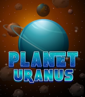 Poster del logo della parola pianeta urano