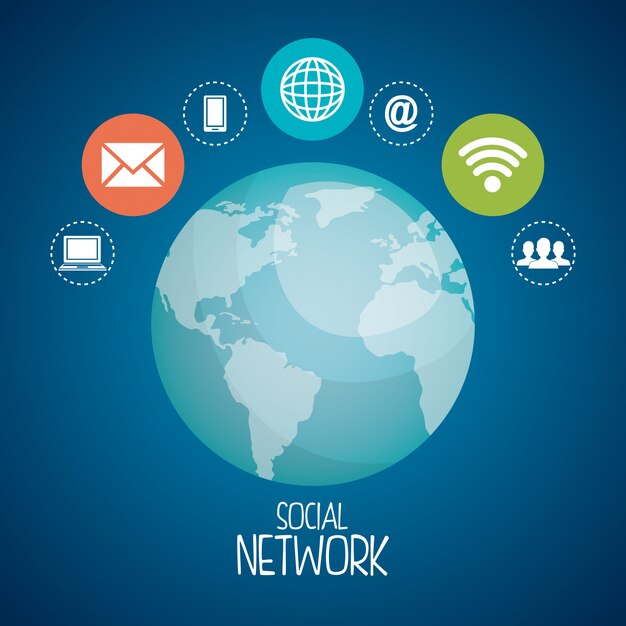 소셜 네트워크 아이콘으로 행성