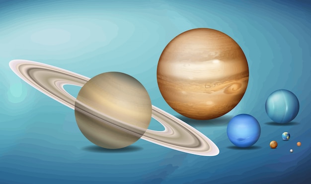 Free vector planets in space scence