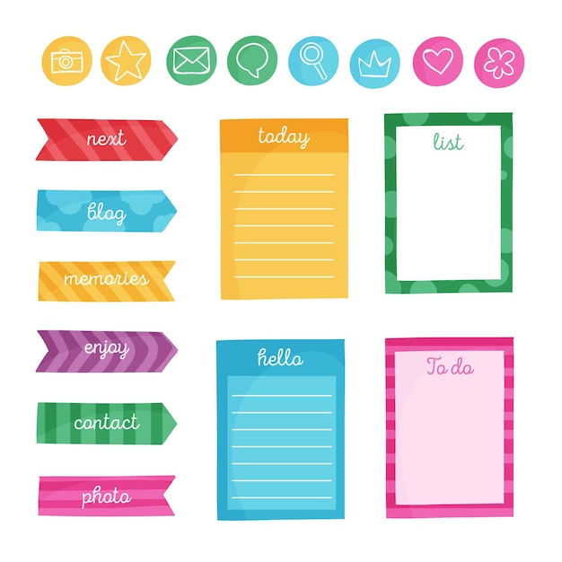 Free vector planner scrapbook set