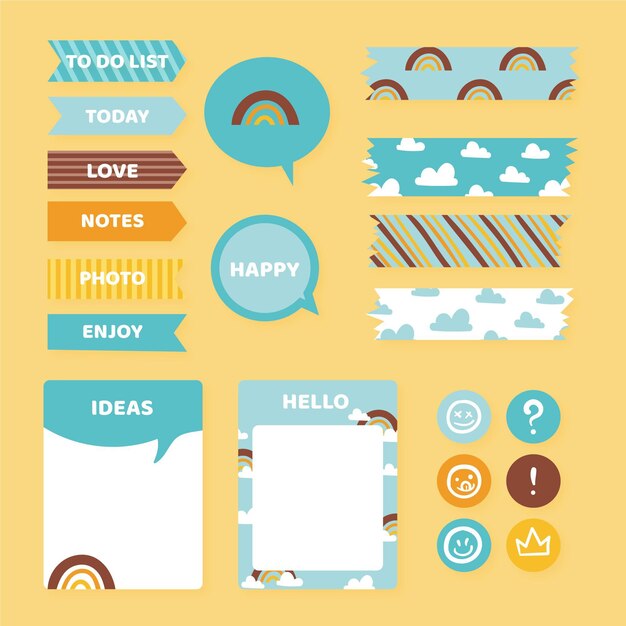 Free vector planner scrapbook set