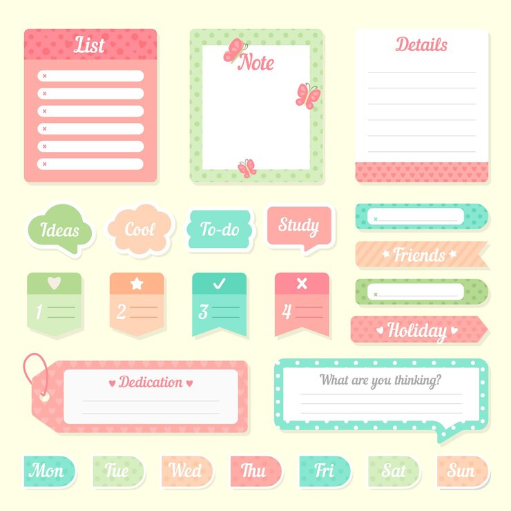 Free Vector planner scrapbook set