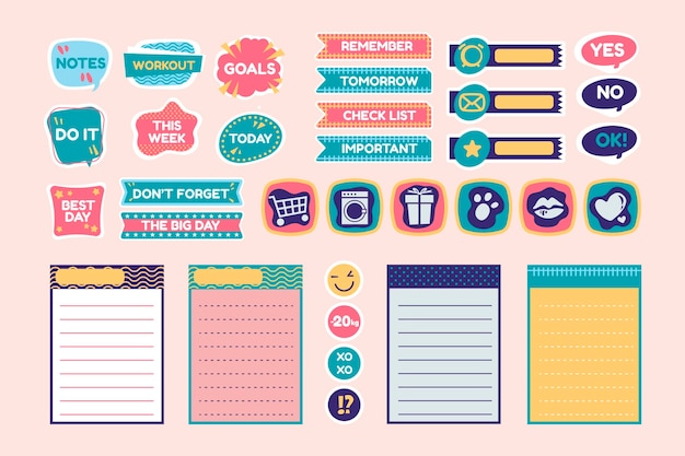 Free vector planner scrapbook set