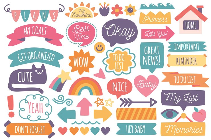 Free Vector planner scrapbook set