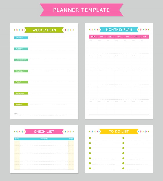 Free vector planner template for business and studying