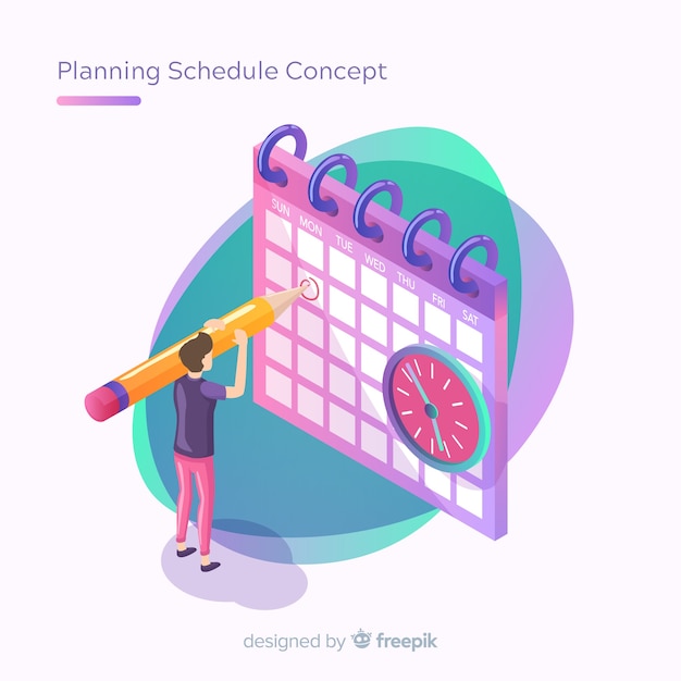 Planning schedule concept with isometric perspective