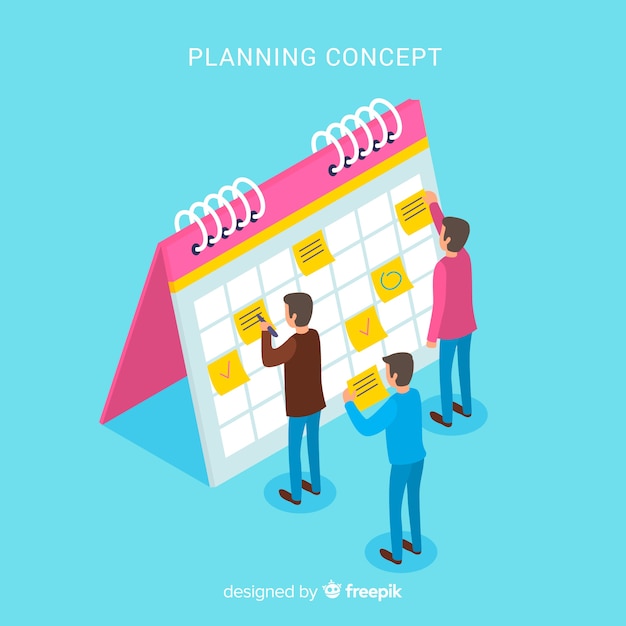 Free vector planning schedule concept with isometric perspective