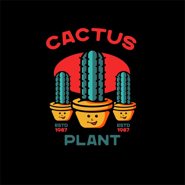 Plant Cactus Illustration Tattoo Vintage For Tshirts