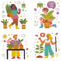 Free vector plant care sticker set