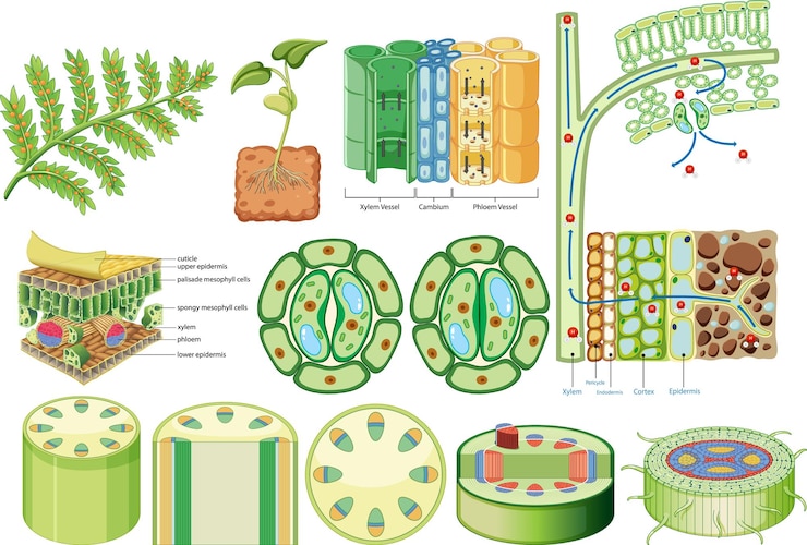 Free Vector plant cohesion vascular tissue xylem and phloem