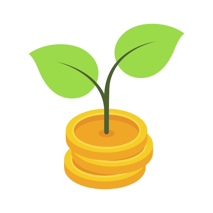 無料Vector コインから植物を育てる