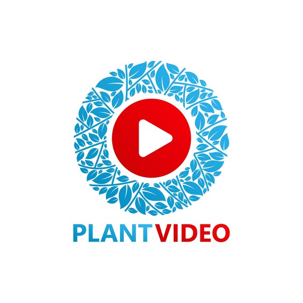 Plant video play logo template design vector, emblem, design concept, creative symbol, icon