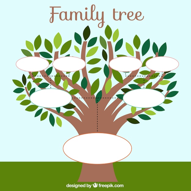Plantilla de árbol genealógico con hojas