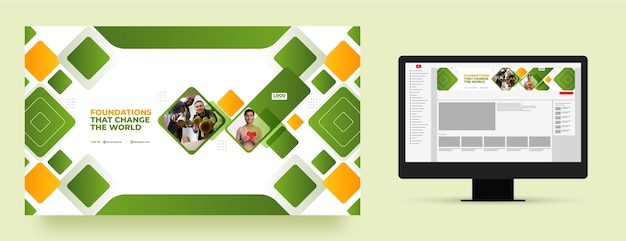 Plantilla de arte de canal de youtube de evento benéfico degradado