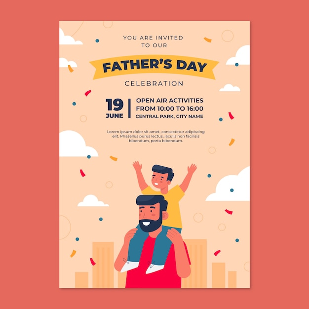 Plantilla plana de invitación para el día del padre