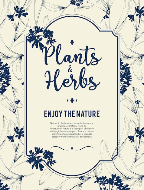 Plants and herbs background. element for design or invitation card