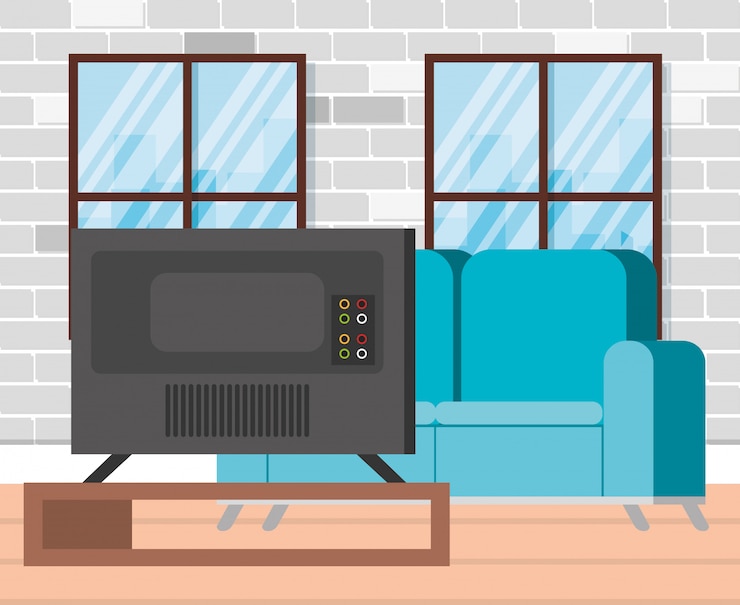 Free Vector plasma tv back in livingroom